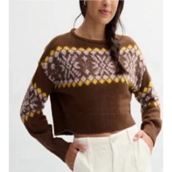 SO Shine Fair Isle Cropped Sweater - M - Picture 1 of 6